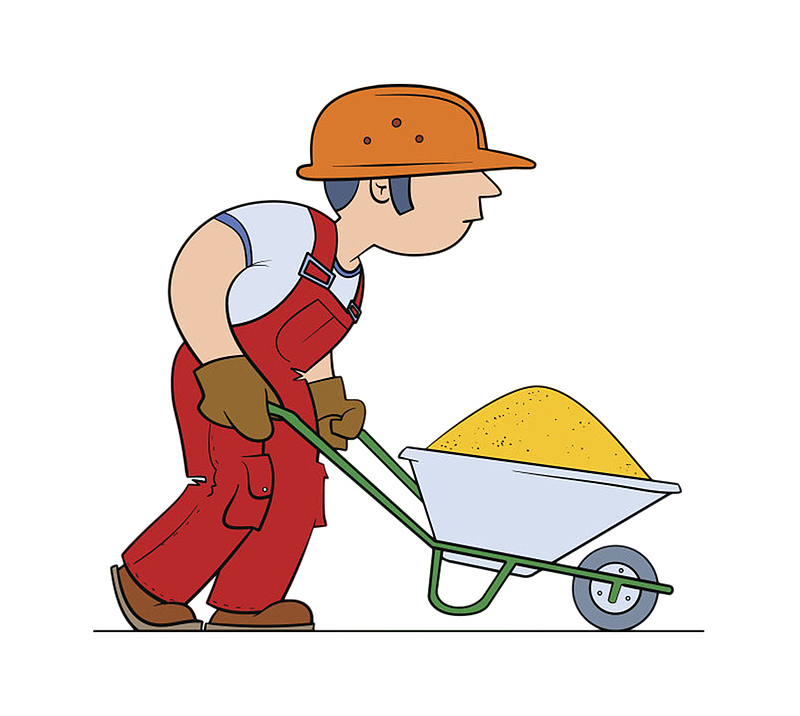 卡通工人清洁道路